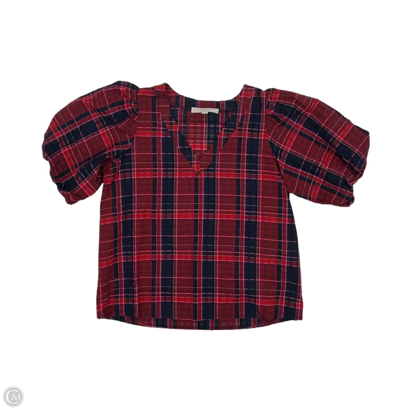 Blouse Short Sleeve By Loft In Blue & Red, Size: S