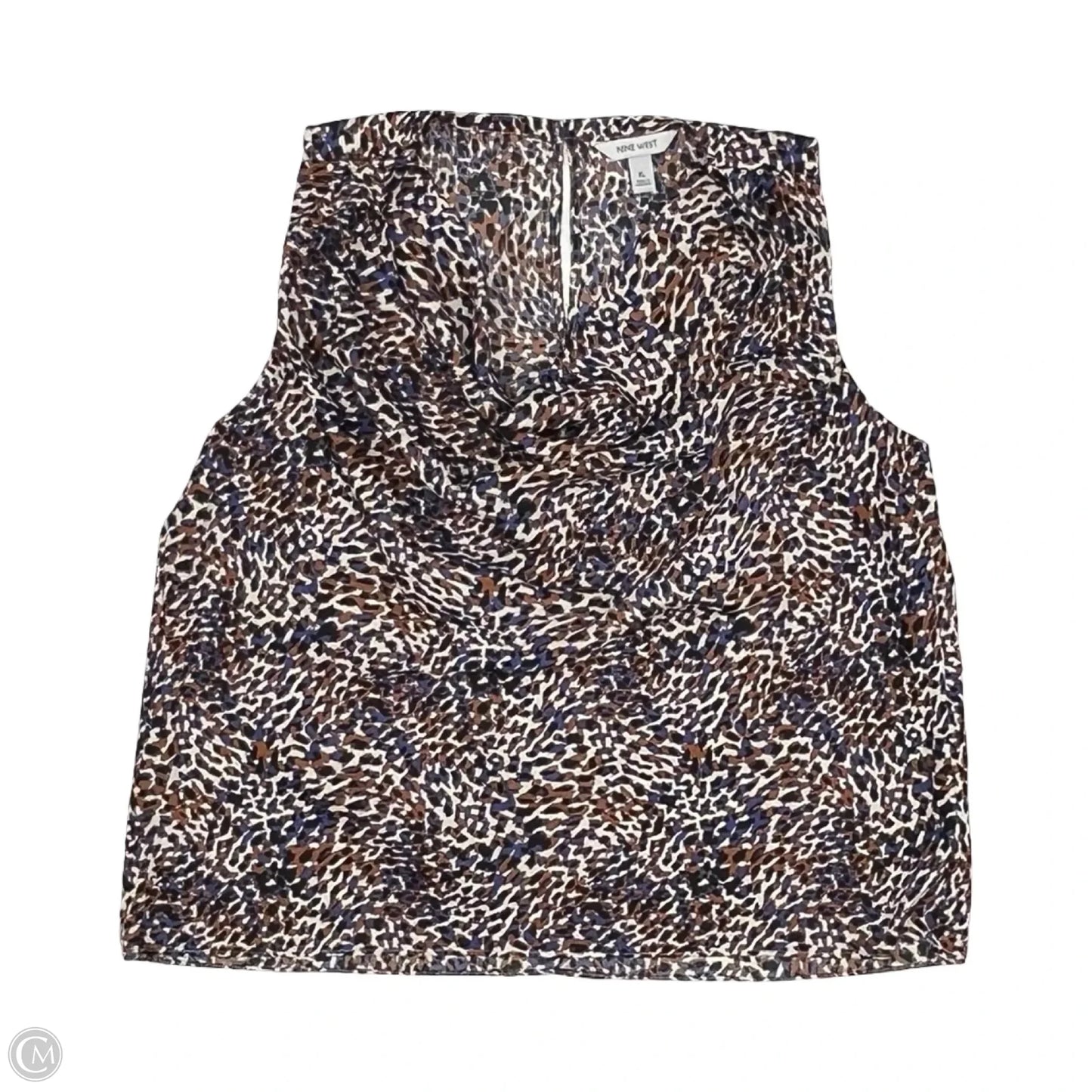 Blouse Sleeveless By Nine West In Blue & Orange, Size: Xl