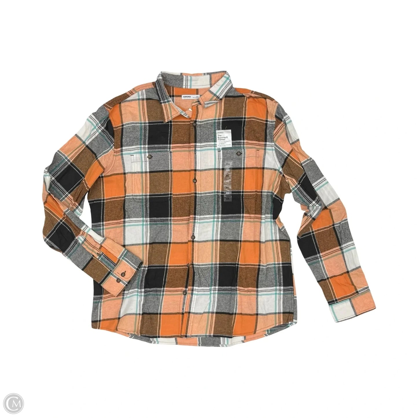 Blouse Long Sleeve By Sonoma In Black & Orange, Size: Xxl