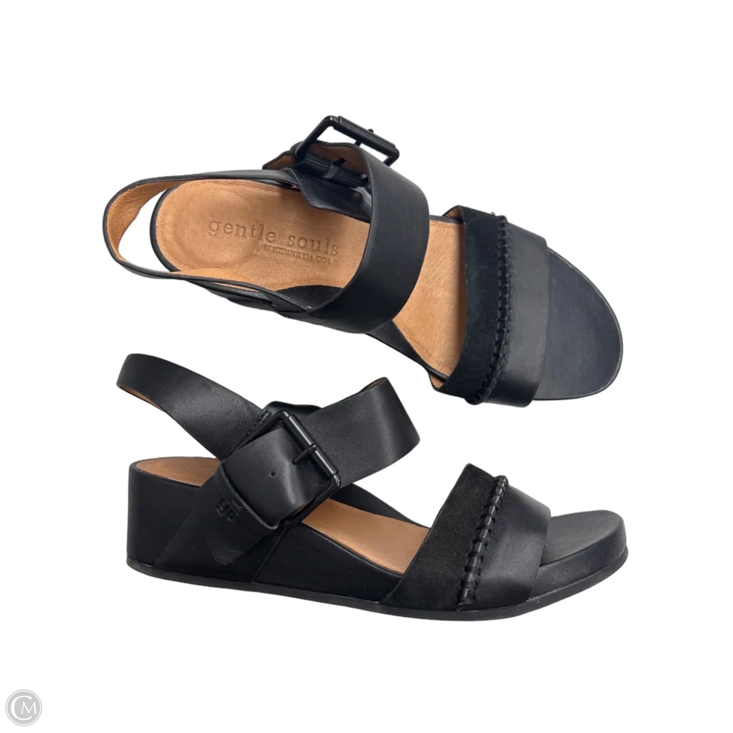 Sandals Heels Wedge By Gentle Souls In Black, Size: 9