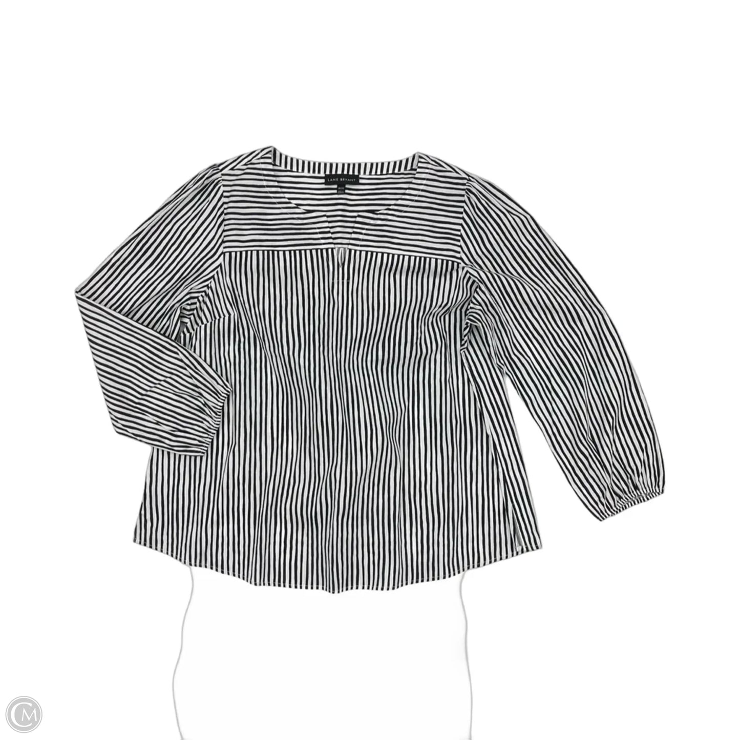 Blouse Long Sleeve By Lane Bryant In Blue & White, Size: 1x