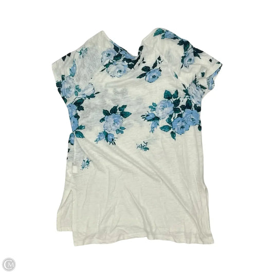 Top Short Sleeve By Lucky Brand In Blue & White, Size: S