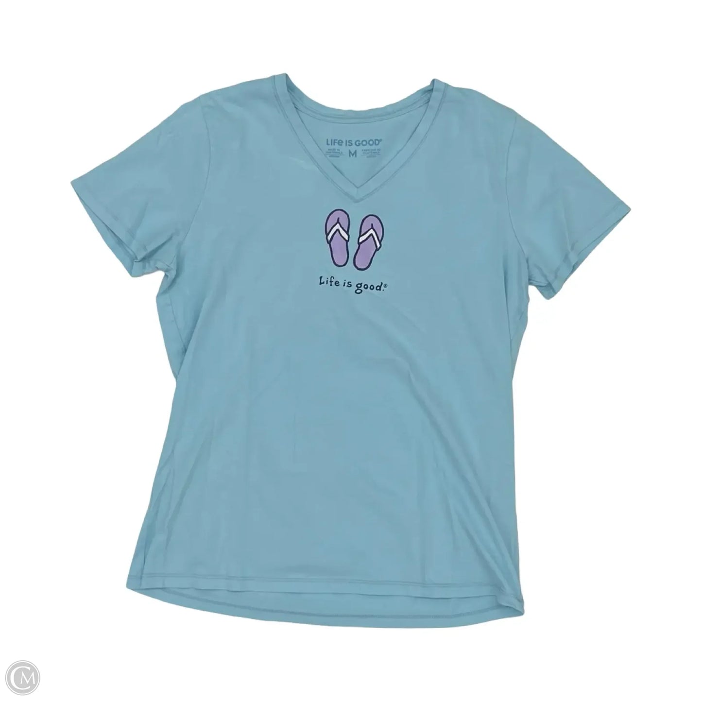Top Short Sleeve By Life Is Good In Blue, Size: M
