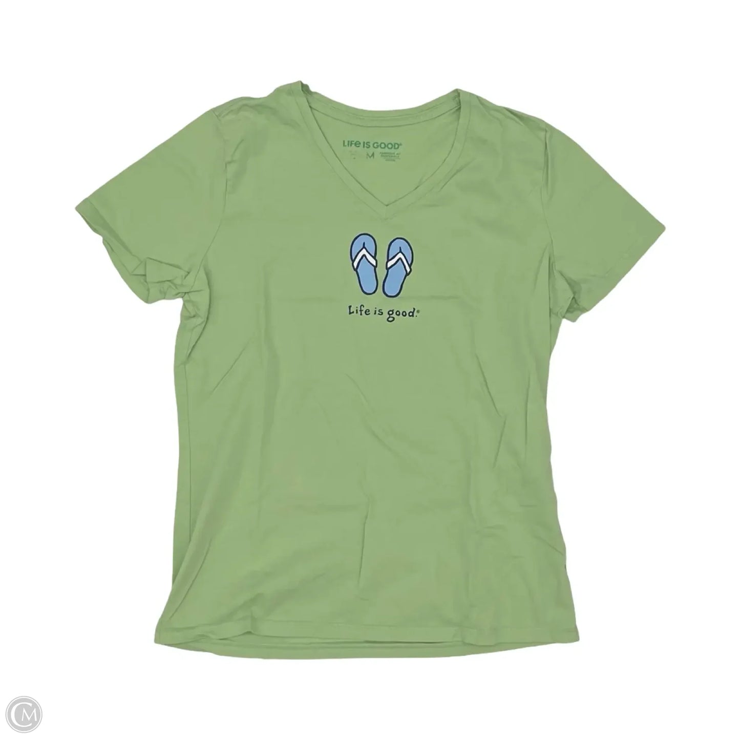 Top Short Sleeve By Life Is Good In Green, Size: M