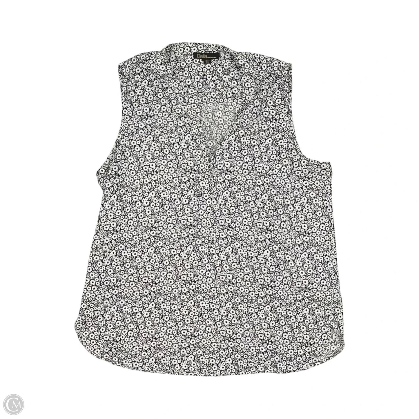 Blouse Sleeveless By Dalia In Black & White, Size: L