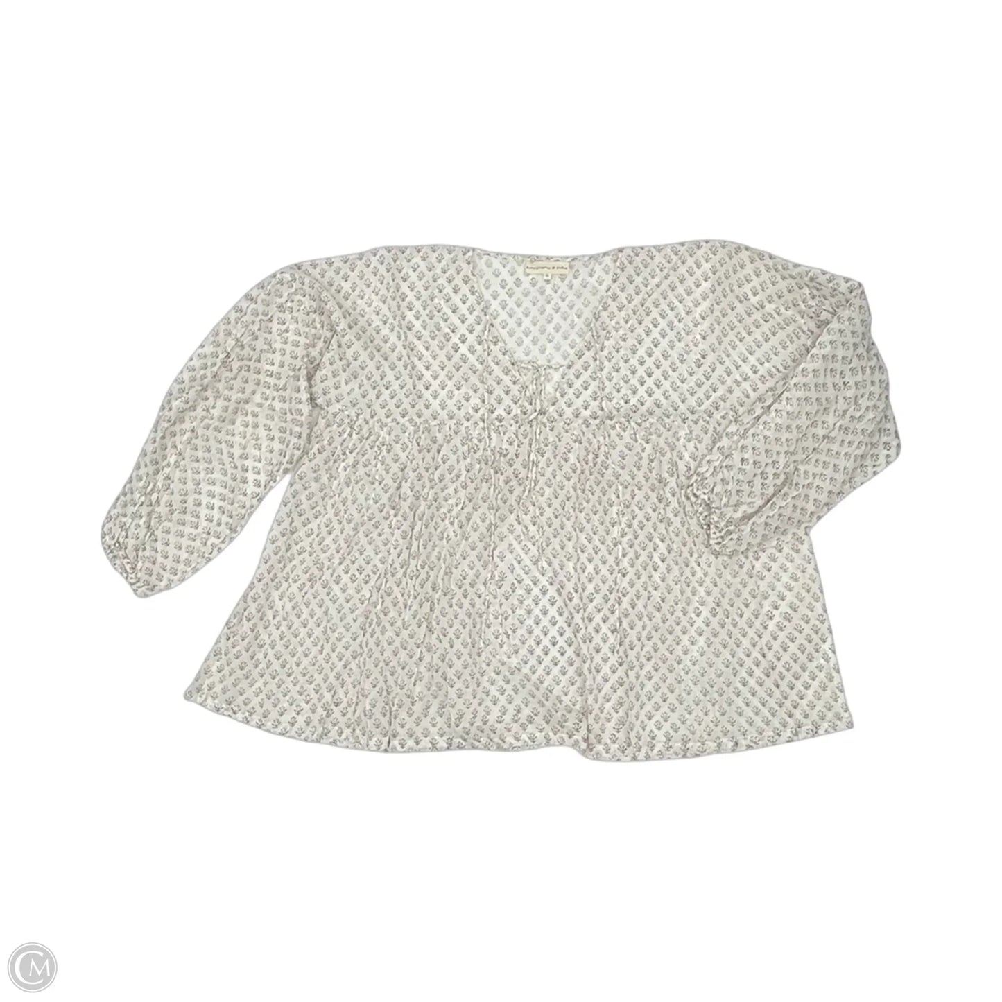 Blouse 3/4 Sleeve By Cmb In Tan & White, Size: Xl