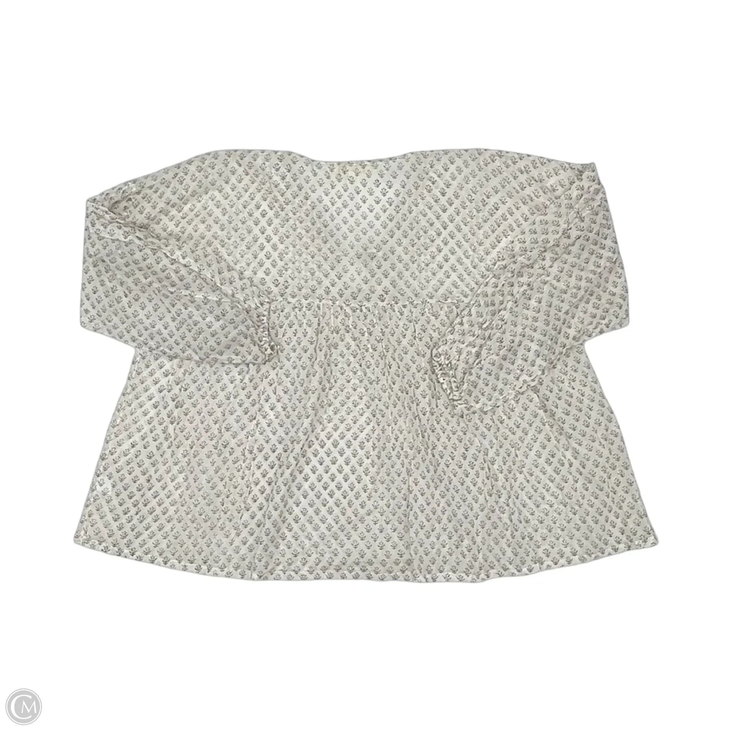 Blouse 3/4 Sleeve By Cmb In Tan & White, Size: Xl