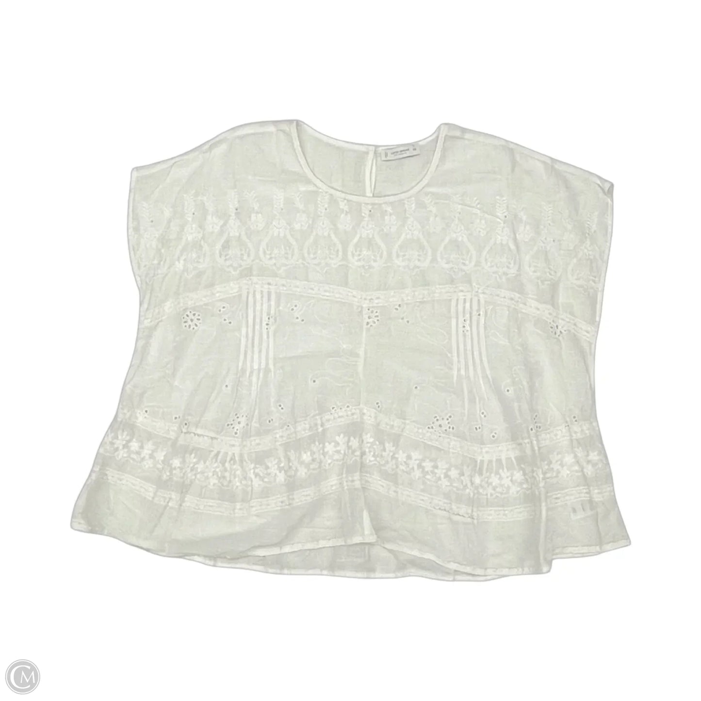 Blouse Short Sleeve By Lucky Brand In White, Size: Xxl