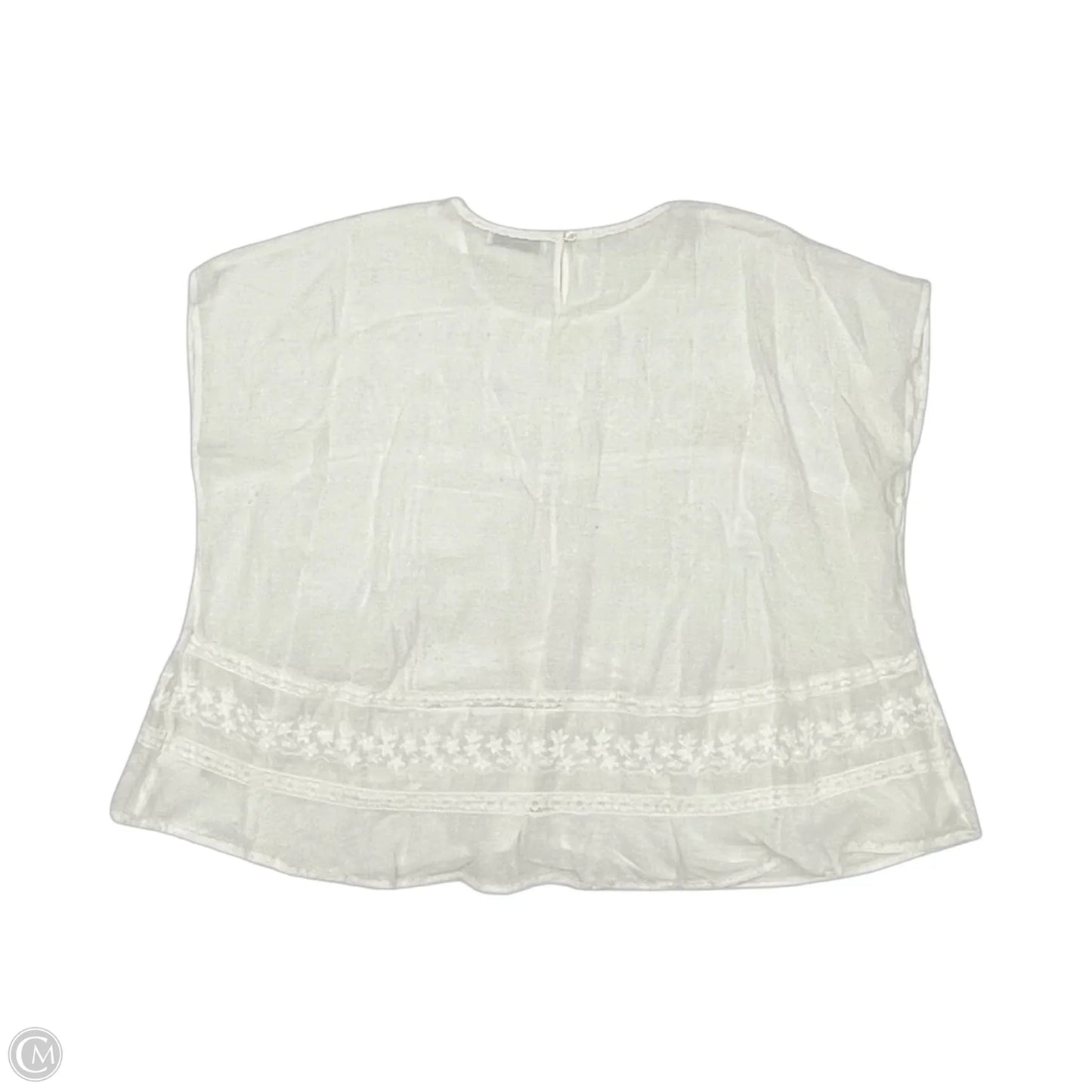 Blouse Short Sleeve By Lucky Brand In White, Size: Xxl
