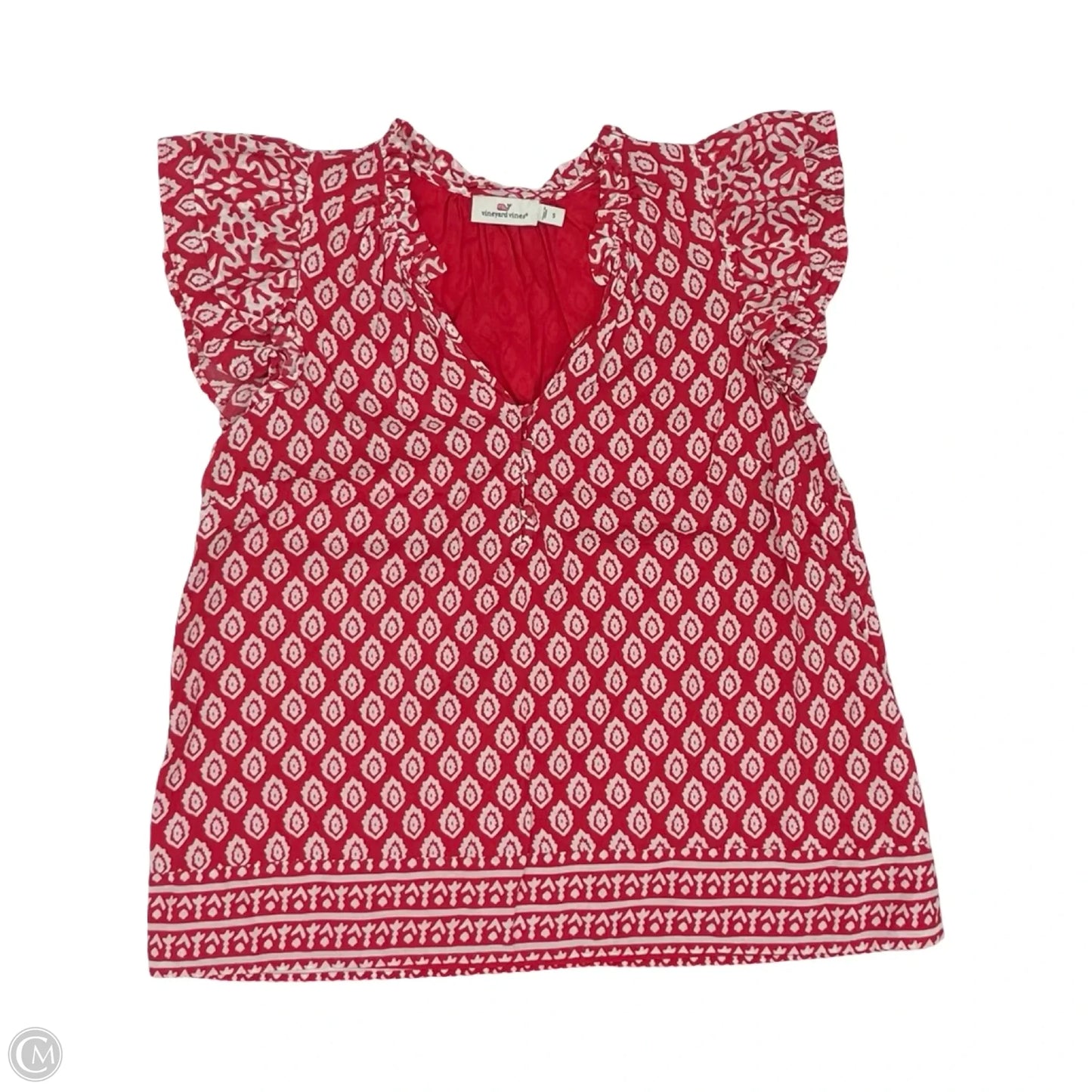Blouse Short Sleeve By Vineyard Vines In Red & White, Size: S