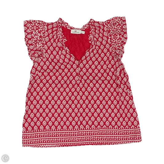 Blouse Short Sleeve By Vineyard Vines In Red & White, Size: S