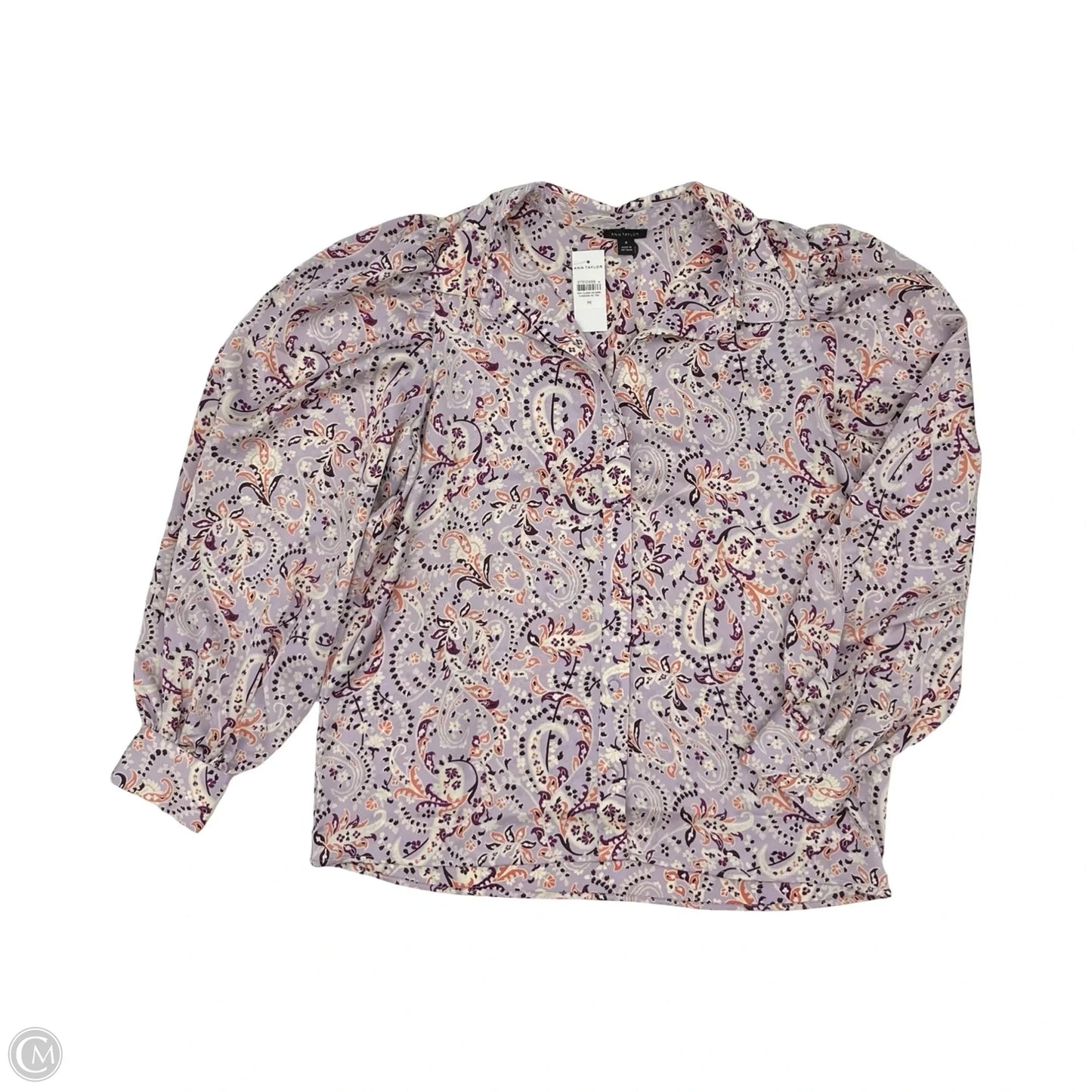Blouse Long Sleeve By Ann Taylor In Purple, Size: M
