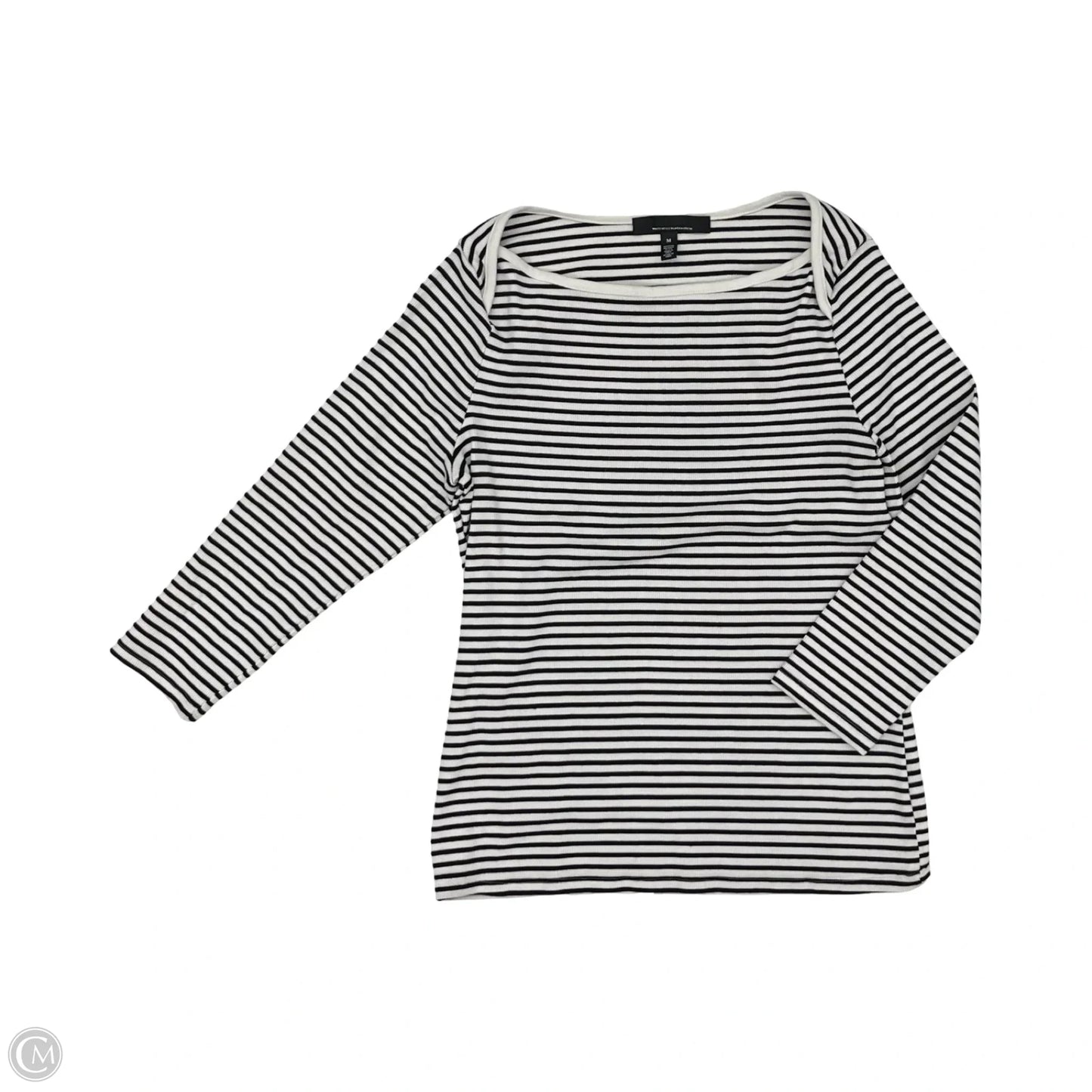 Top 3/4 Sleeve By White House Black Market In Black & White, Size: M