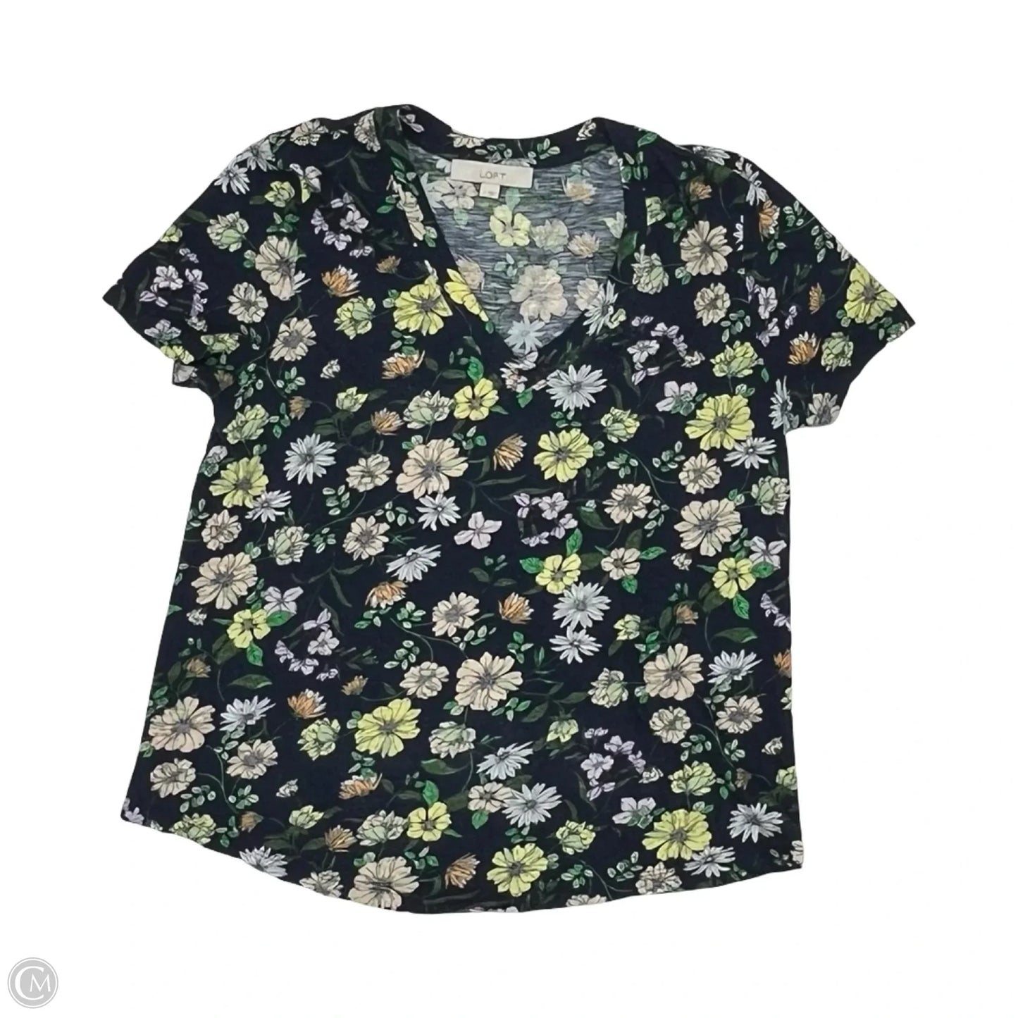 Top Short Sleeve By Loft In Navy, Size: L