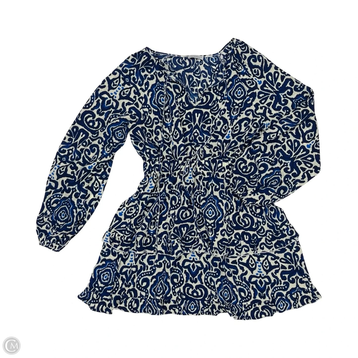 Dress Party Short By Clothes Mentor In Blue & Cream, Size: S