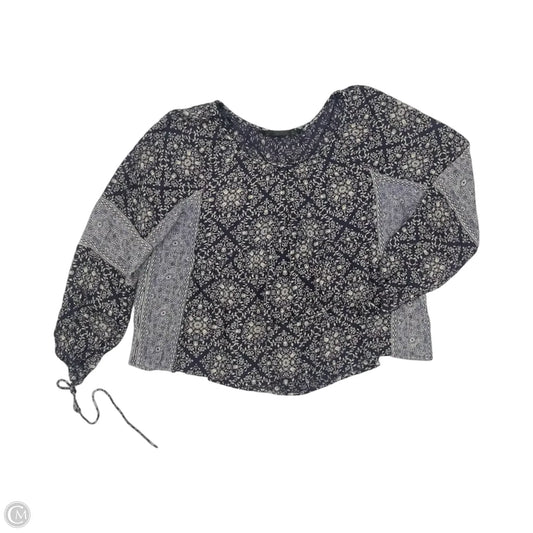 Blouse Long Sleeve By Zara In Blue & Cream, Size: L