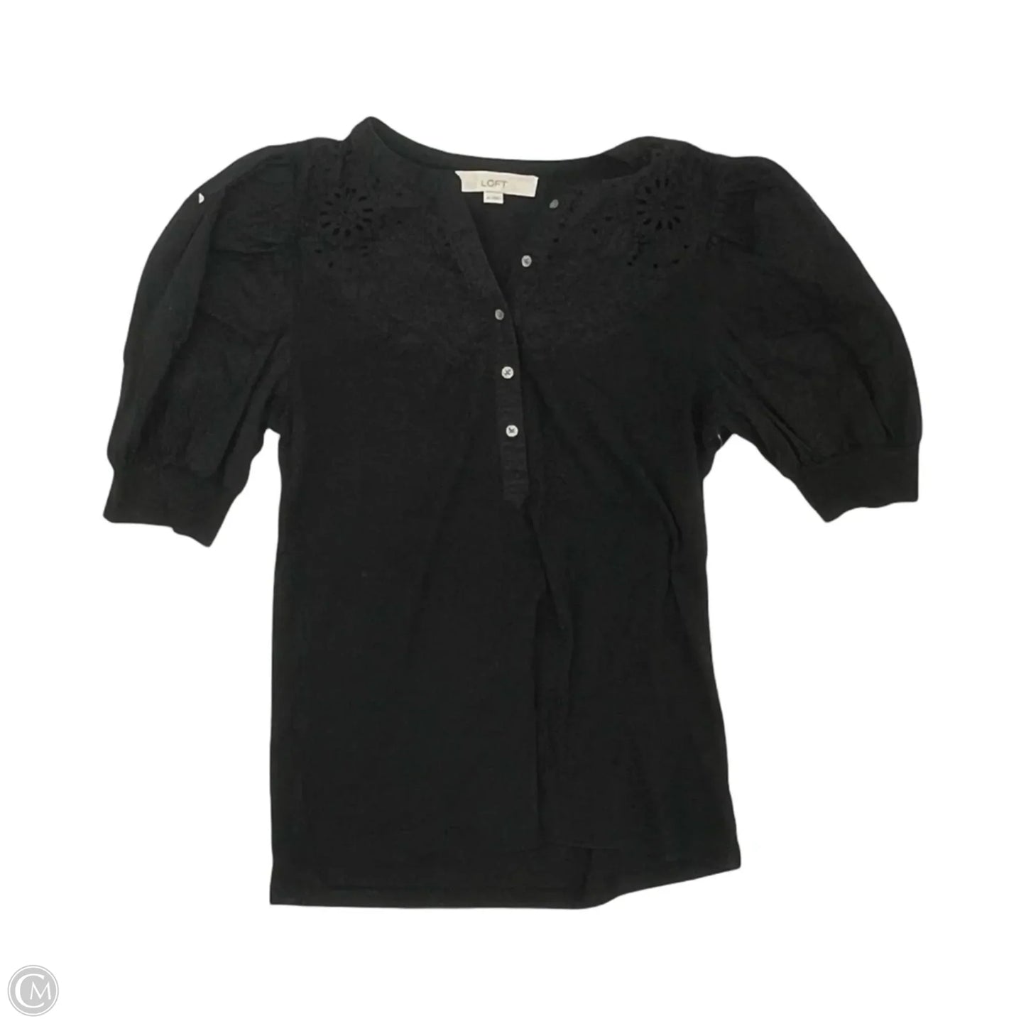 Top Short Sleeve By Loft In Black, Size: M