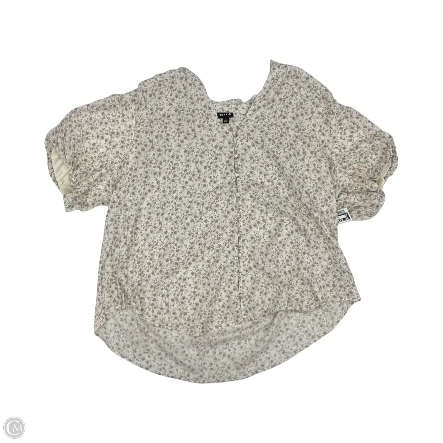 Blouse Short Sleeve By Torrid In Cream, Size: 1x