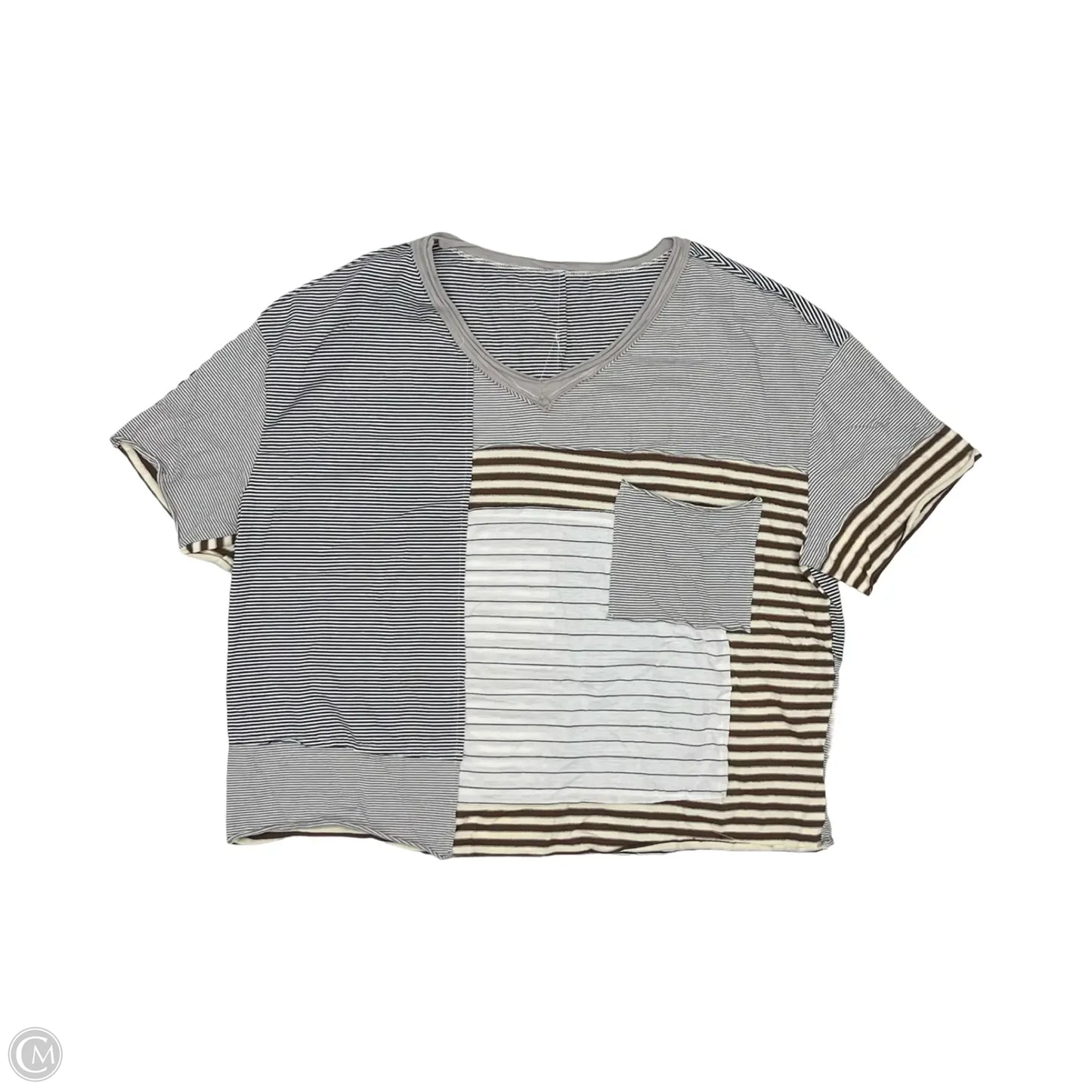 Top Short Sleeve By Shein In Striped Pattern, Size: 2x