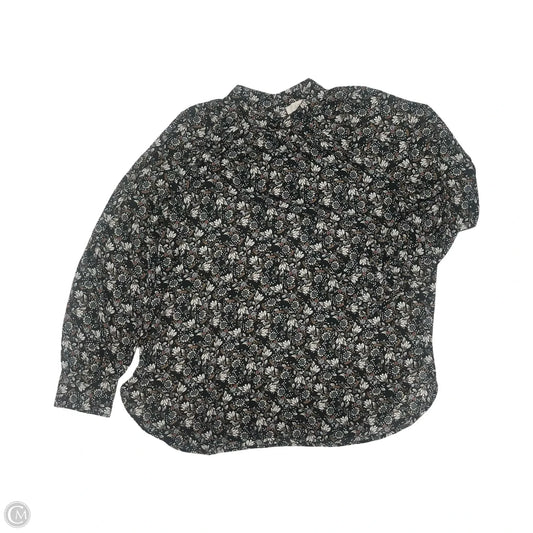 Blouse Long Sleeve By Loft In Black & Cream, Size: M