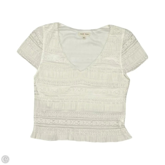 Blouse Short Sleeve By Moa Moa In Cream, Size: L