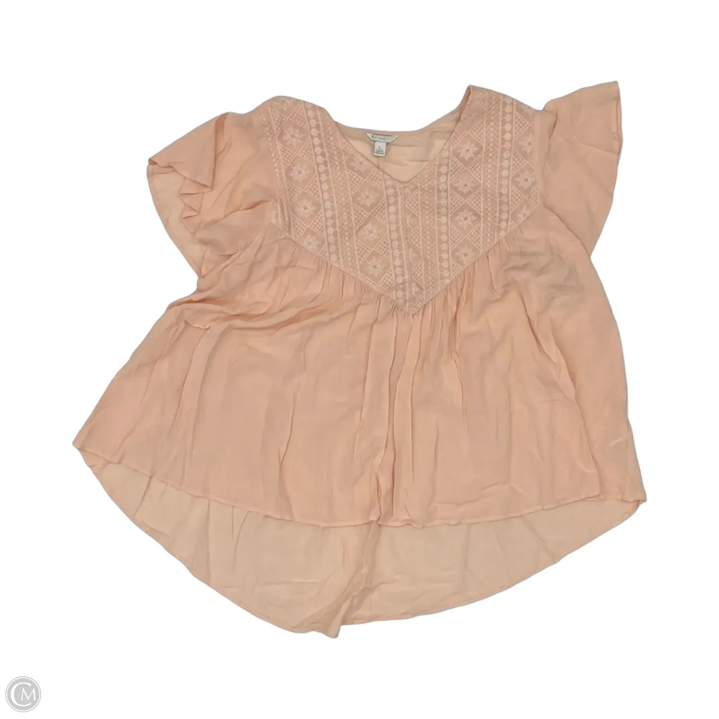 Blouse Short Sleeve By Cato In Peach, Size: L