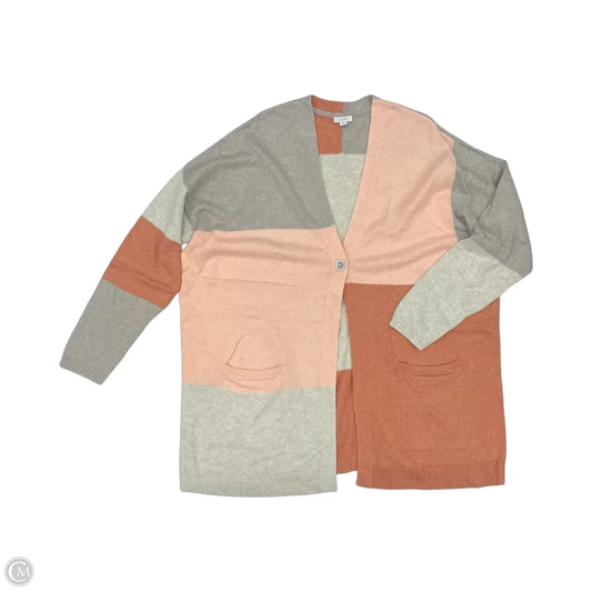 Sweater Cardigan By J. Jill In Orange & Tan, Size: Xl