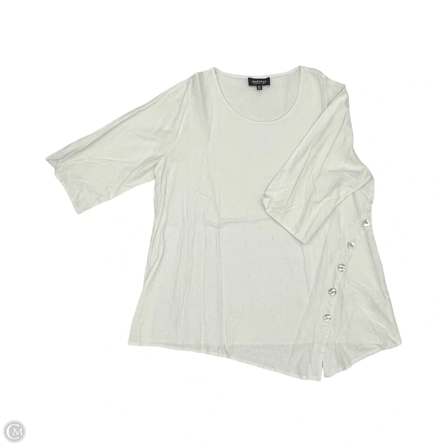 Tunic 3/4 Sleeve By Jones New York In White, Size: 2x