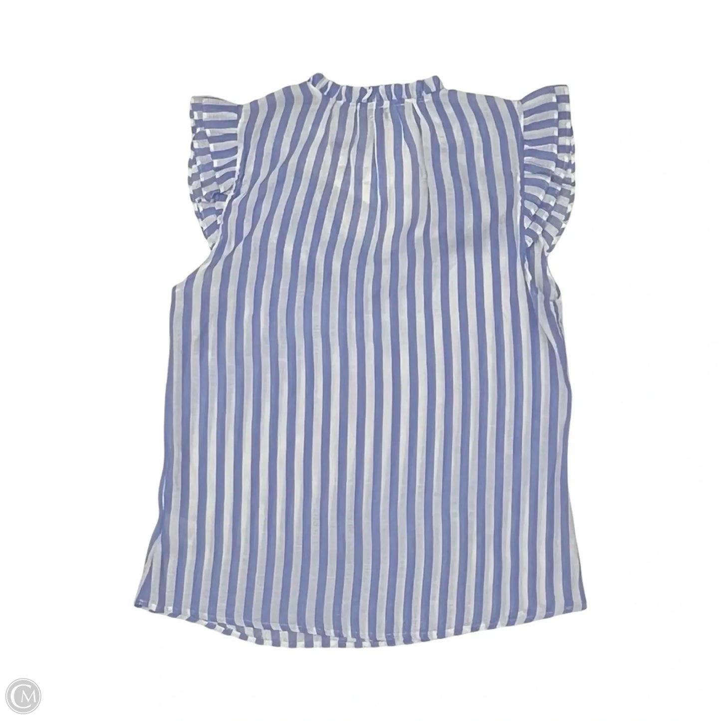 Blouse Short Sleeve By Clothes Mentor In Blue & White, Size: Xs