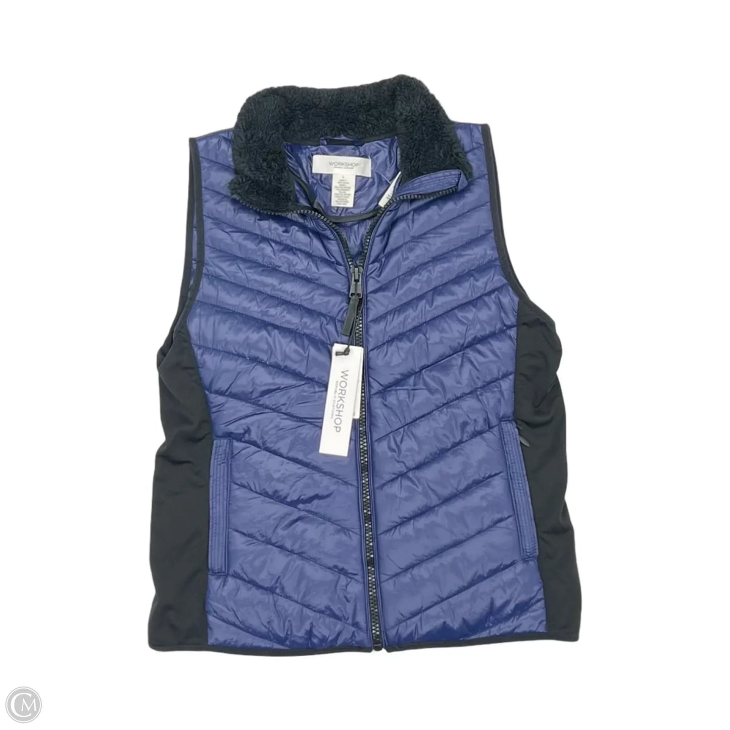 Vest Puffer & Quilted By Workshop In Blue, Size: L