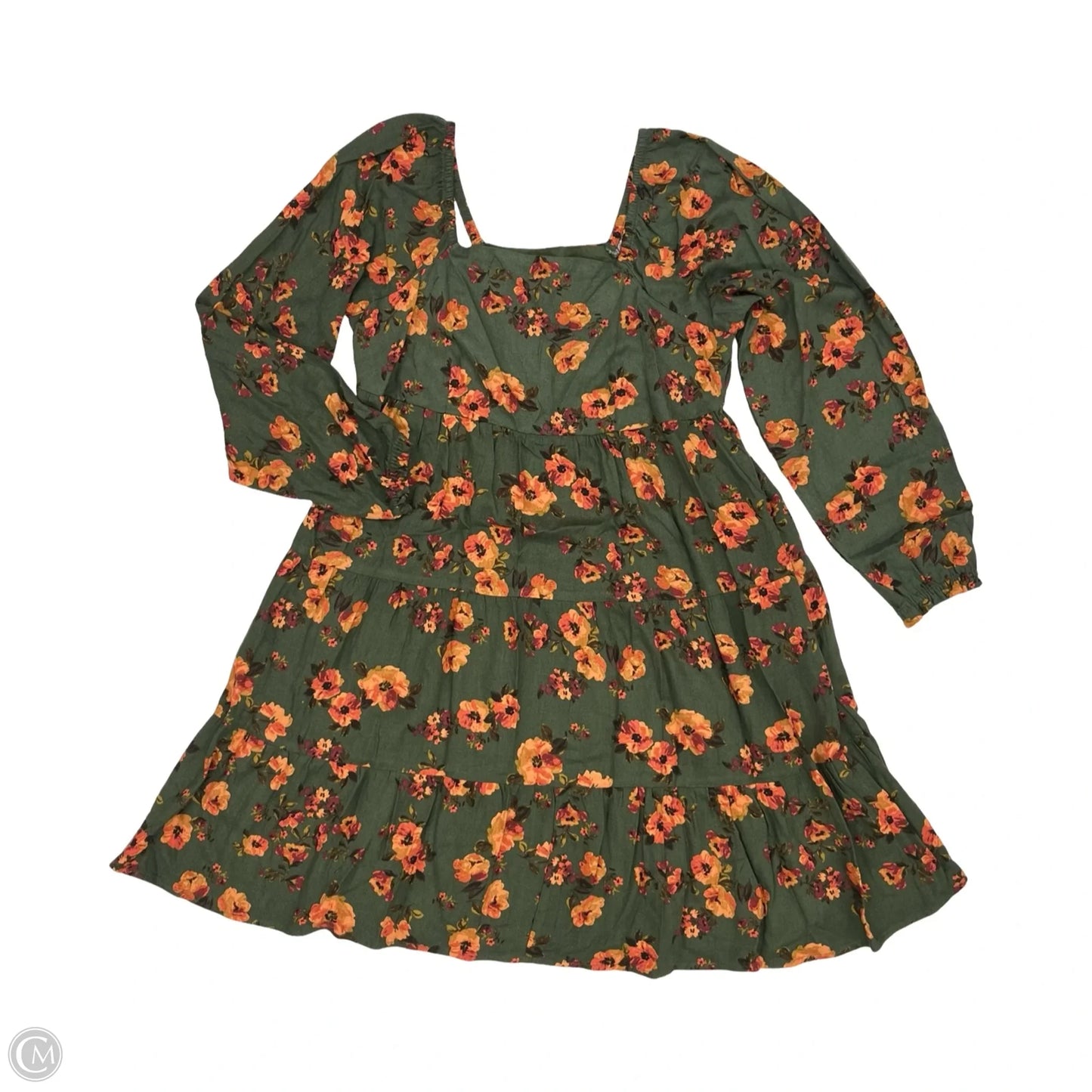 Dress Party Short By Time And Tru In Green & Orange, Size: M