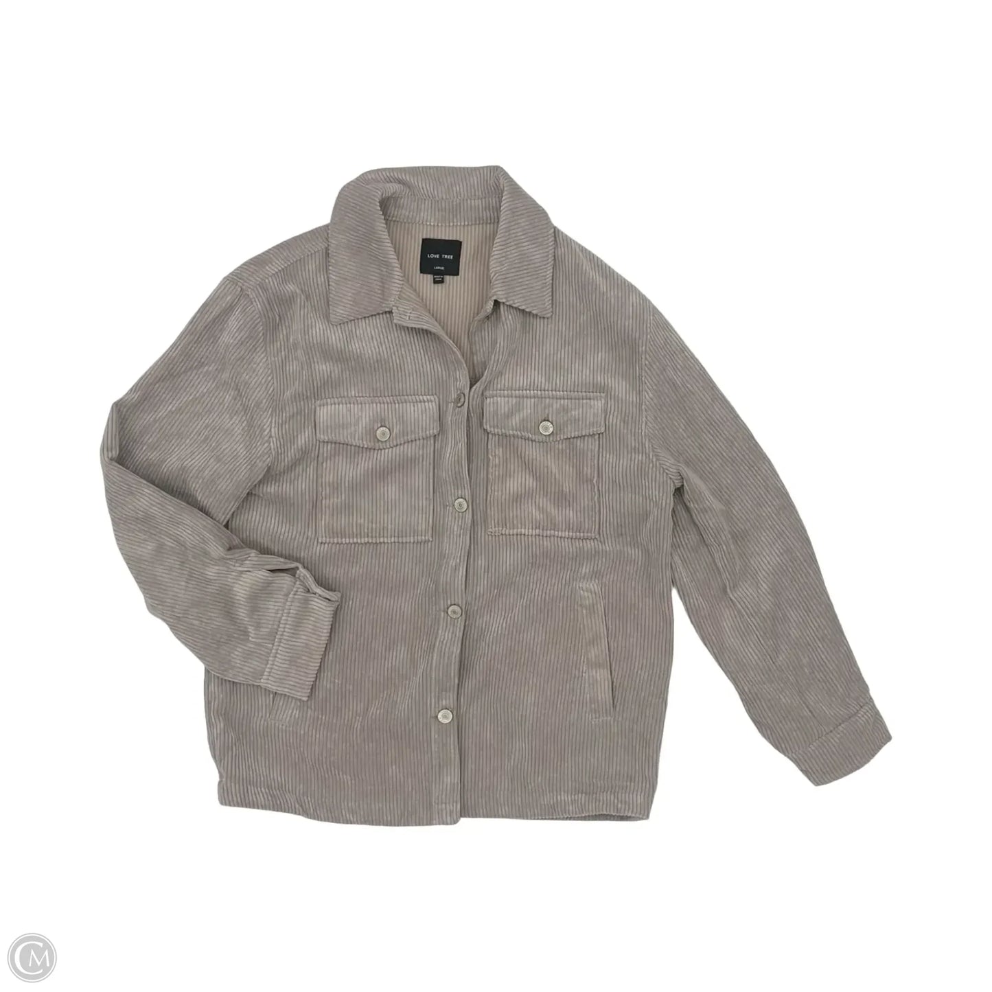 Jacket Shirt By Love Tree In Grey, Size: L