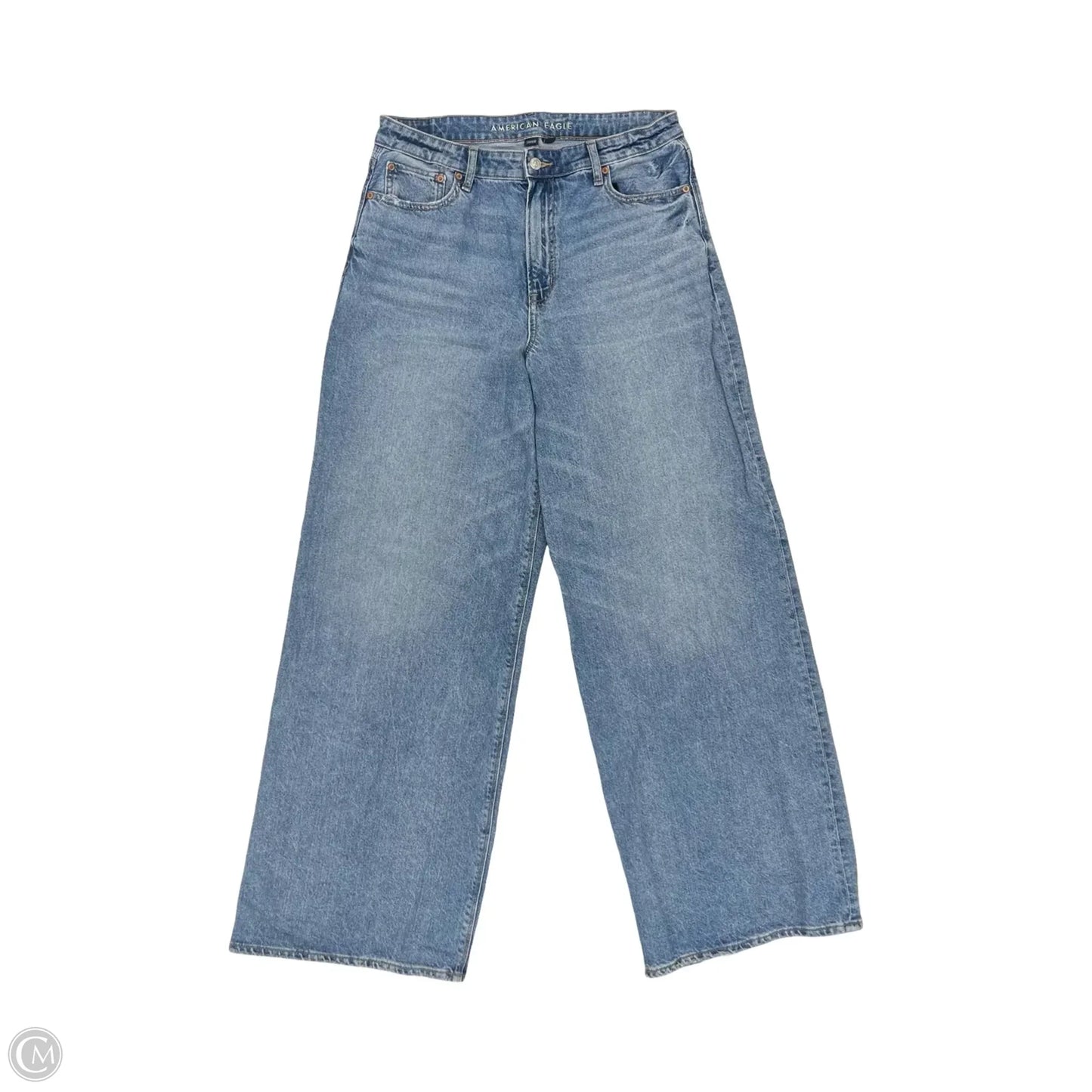 Jeans Wide Leg By American Eagle In Blue Denim, Size: 10l