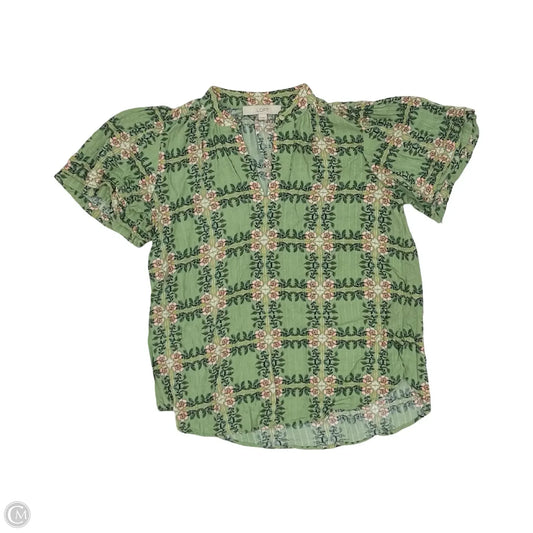 Blouse Short Sleeve By Loft In Green, Size: Xs