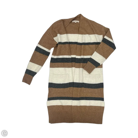 Sweater Cardigan By Loft In Striped Pattern, Size: S