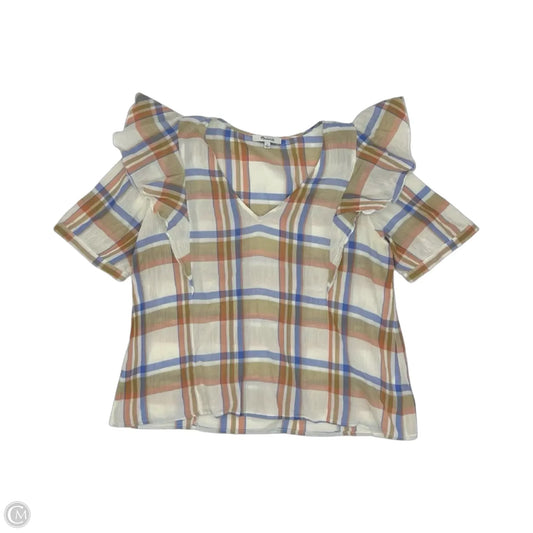 Blouse Short Sleeve By Madewell In Blue & Cream, Size: L
