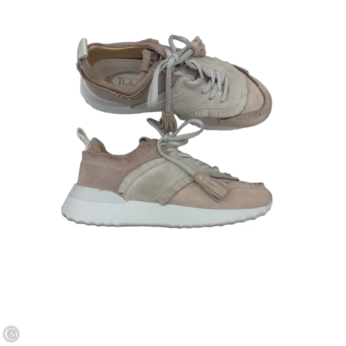 Shoes Luxury Designer By Tods In Pink & White, Size: 8