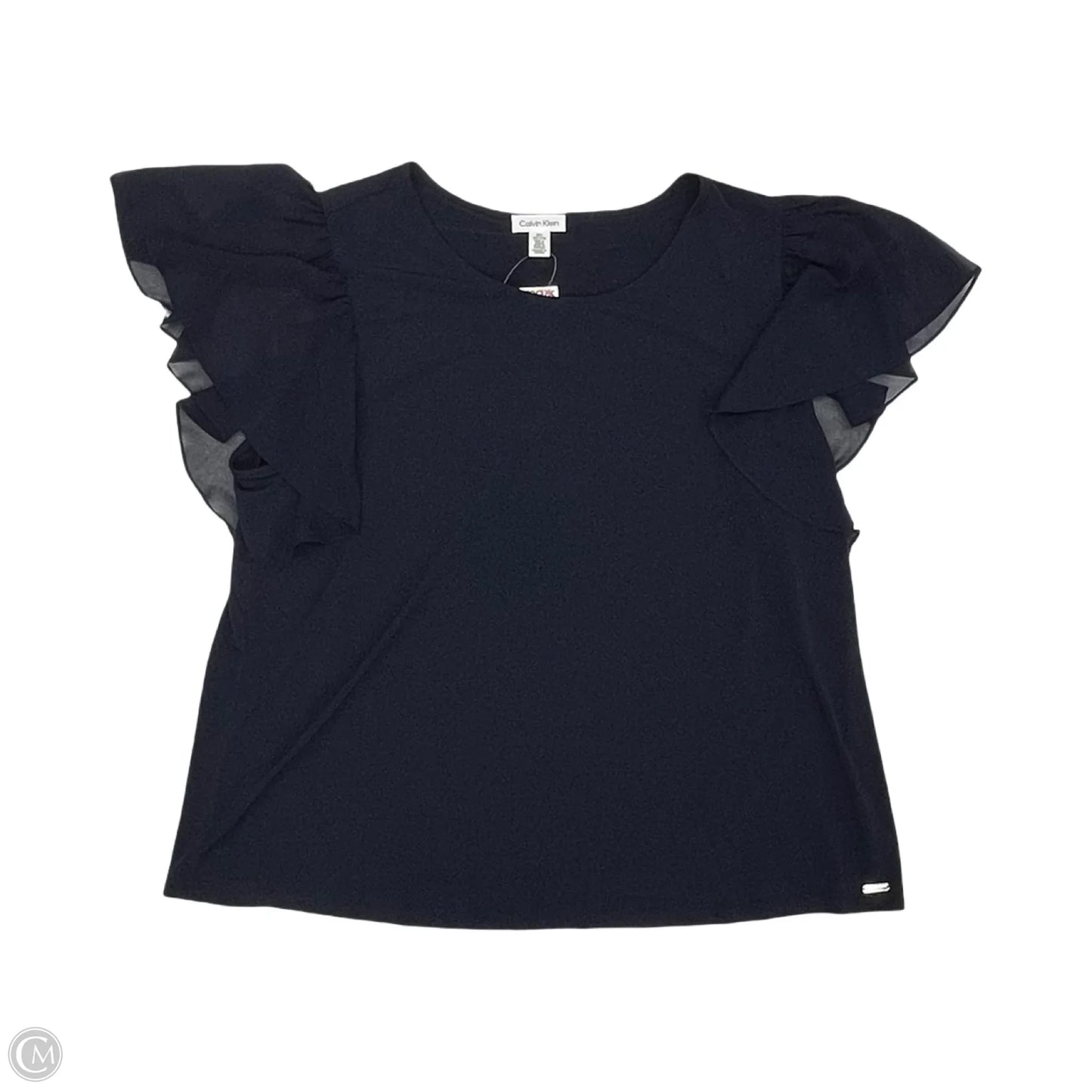 Blouse Short Sleeve By Calvin Klein In Navy, Size: 2x