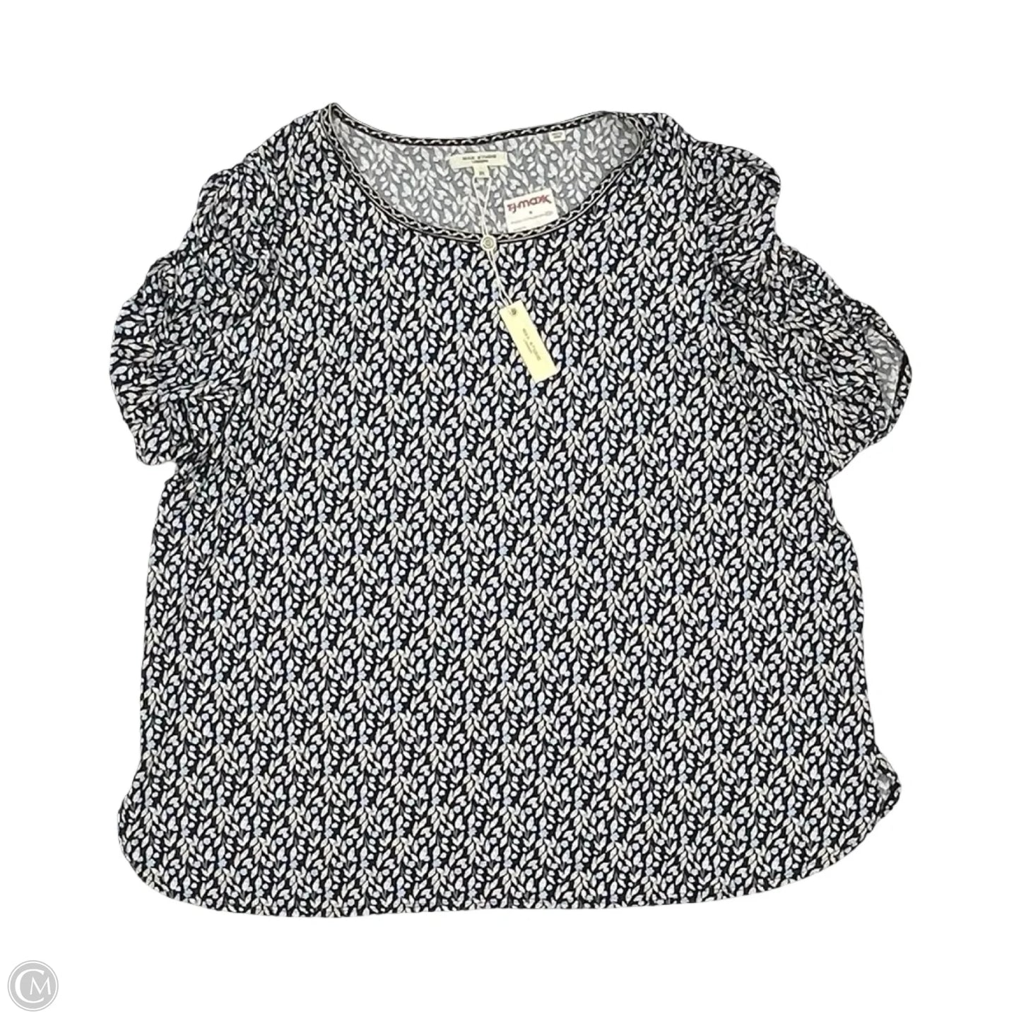 Blouse Short Sleeve By Max Studio In Black & Blue, Size: 2x