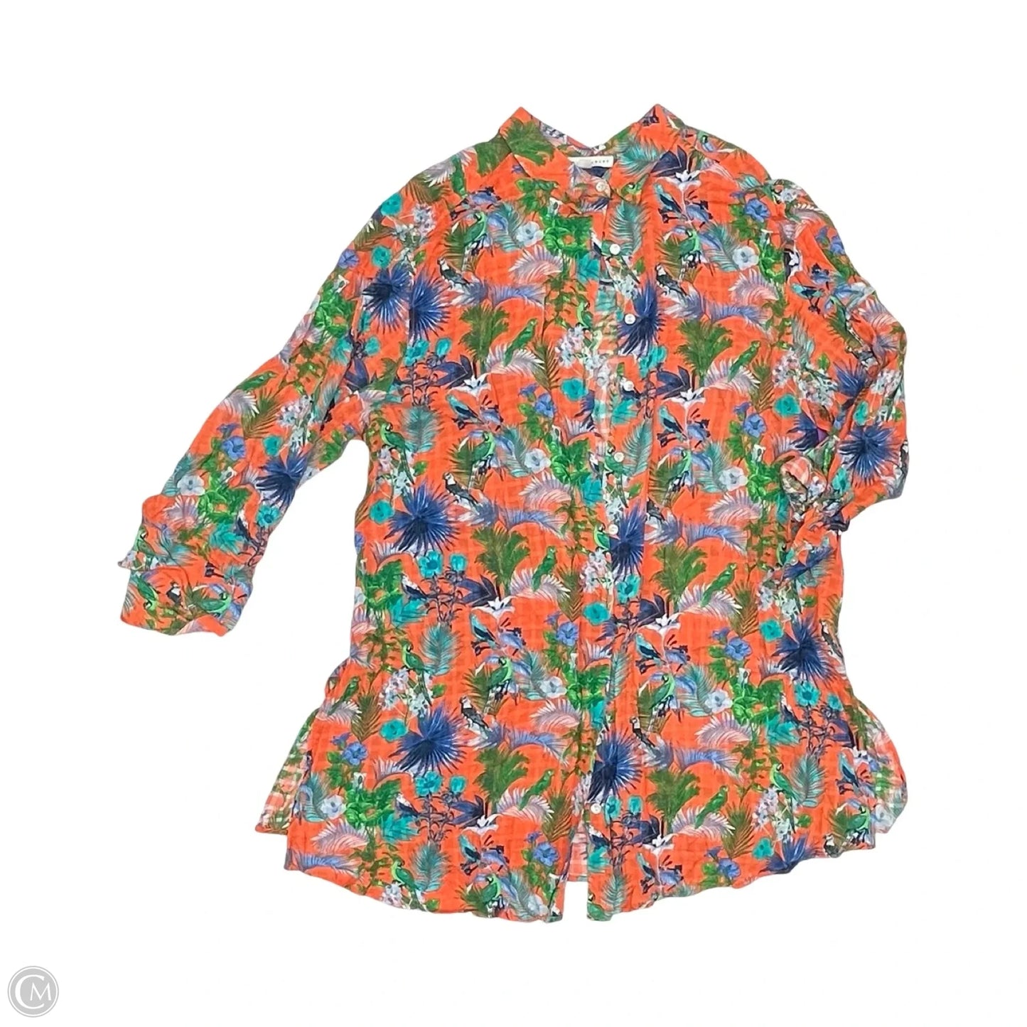Tunic 3/4 Sleeve By Jane And Delancey In Green & Orange, Size: 1x
