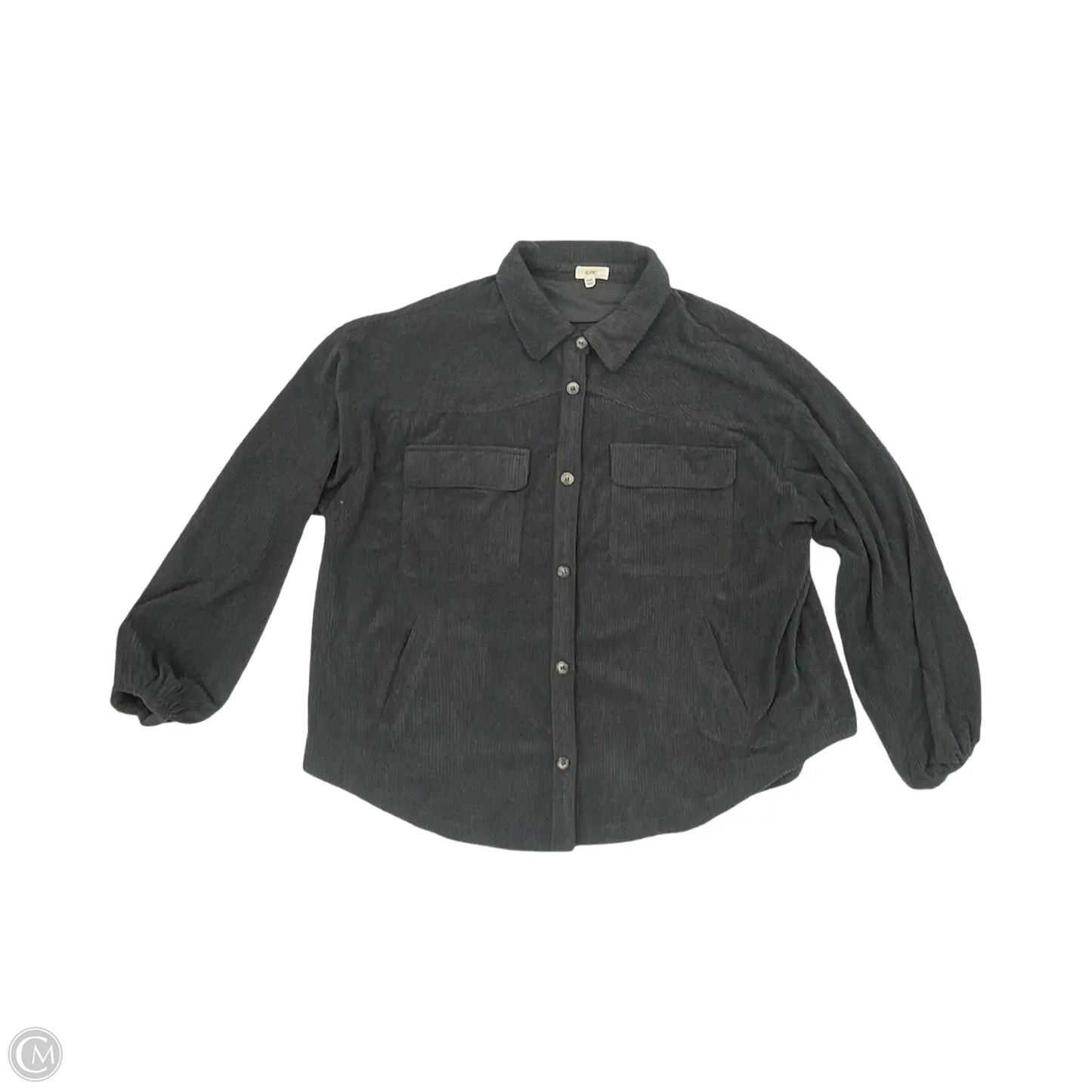 Jacket Shirt By Clothes Mentor In Grey, Size: 2x