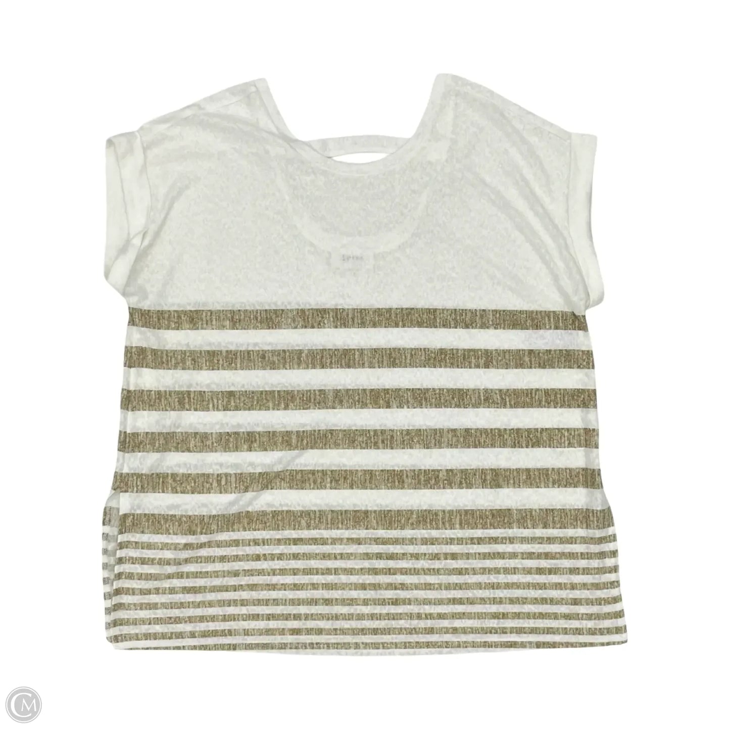 Top Short Sleeve By Clothes Mentor In Tan & White, Size: 1x