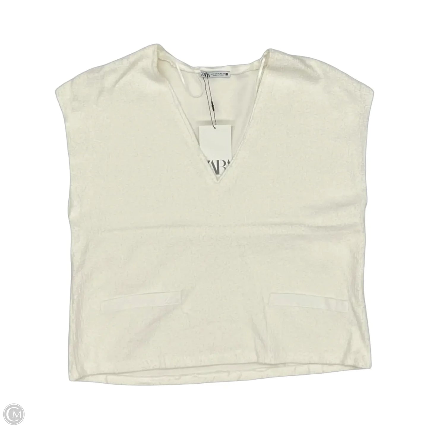 Top Short Sleeve By Zara In Cream, Size: M