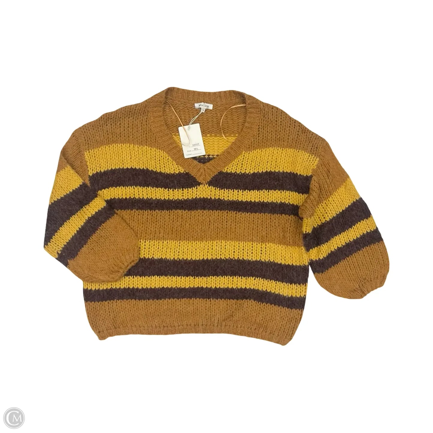 Sweater By Miracle In Orange & Yellow, Size: M