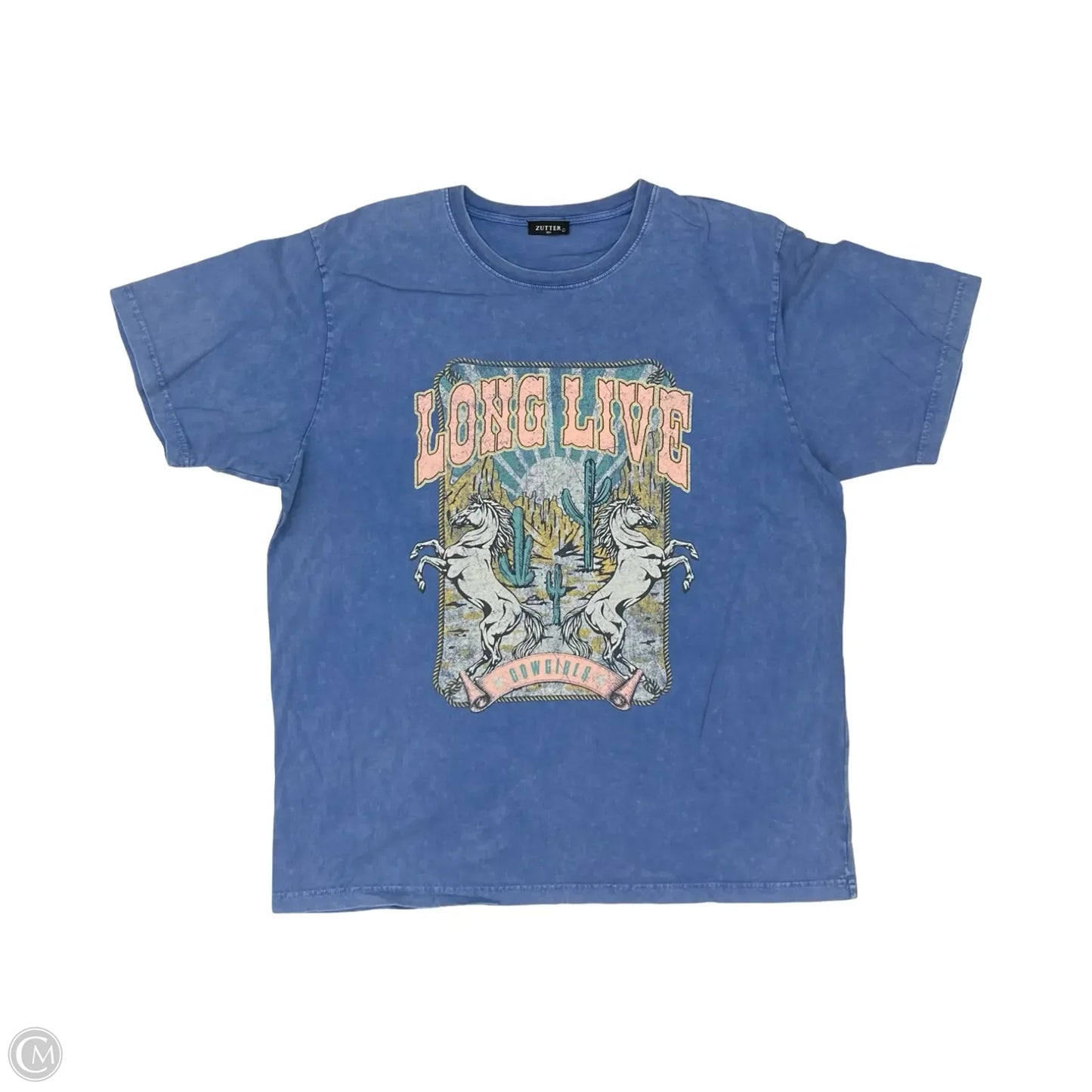 Top Short Sleeve By Zutter In Blue, Size: L