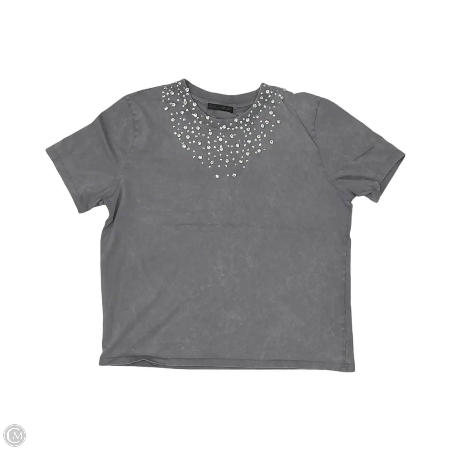 Top Short Sleeve By Zara In Grey, Size: L