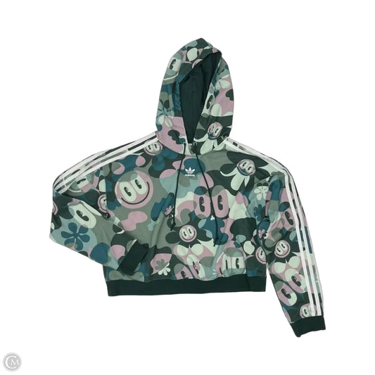 Athletic Sweatshirt Hoodie By Adidas In Green, Size: S