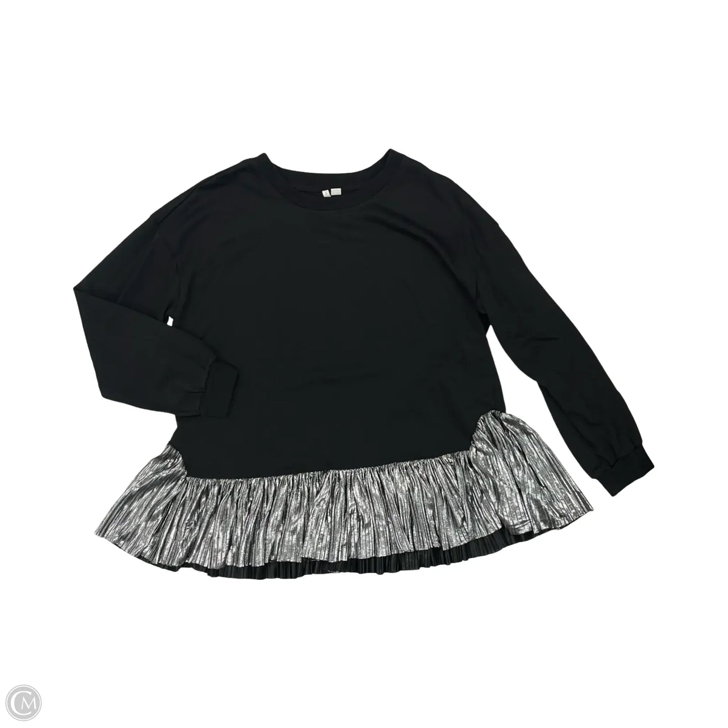 Top Long Sleeve By Cato In Black & Silver, Size: Xl