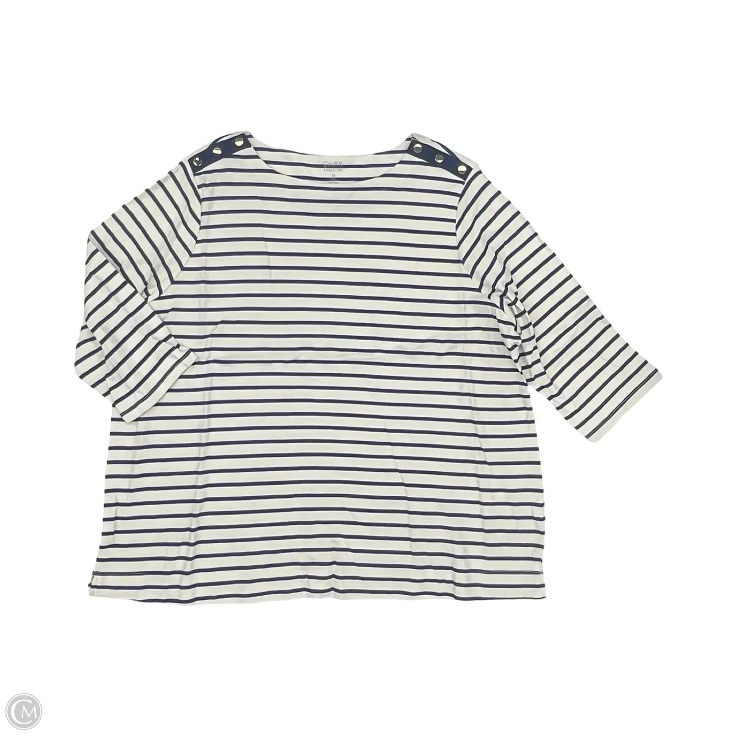 Top 3/4 Sleeve By Croft And Barrow In Blue & White, Size: 4x