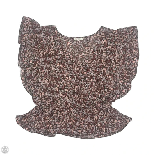 Blouse Short Sleeve By Maurices In Brown & Pink, Size: L